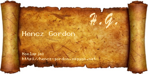 Hencz Gordon névjegykártya